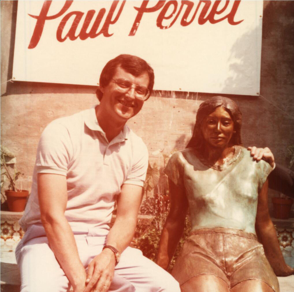 The artist Paul Perret with his sculpture 'Michelle' in 1984 (Photo by Paul Perret III, courtesy Paul Perret).jpg